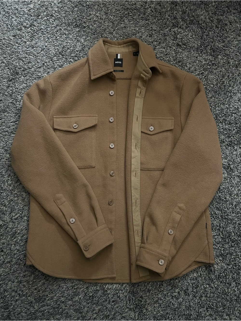 BOSS Men's Camel/Tan Wool Jacket with Chest Pockets - Picture 4 of 9